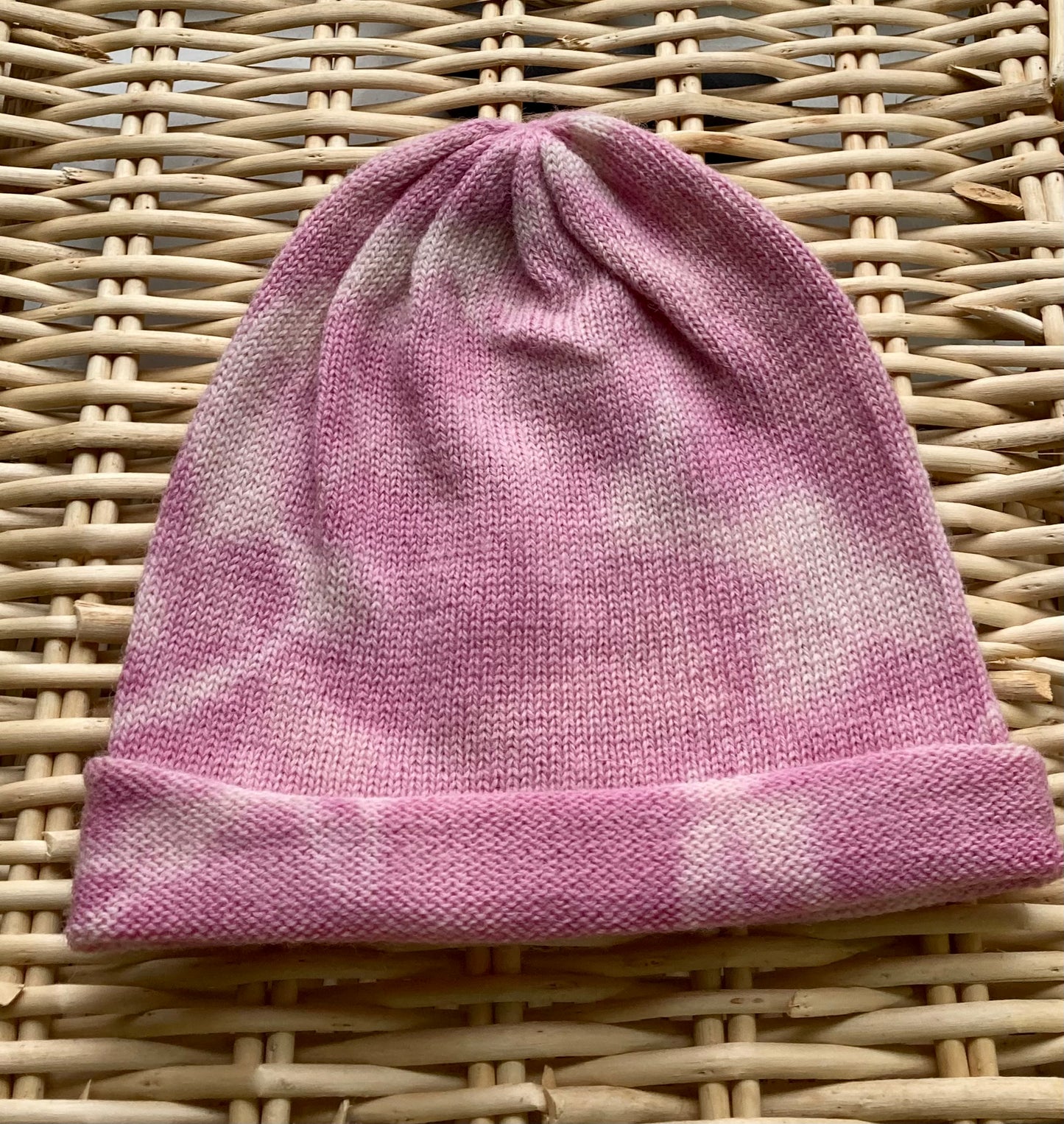 Pink simple beanie hat - tie dyed