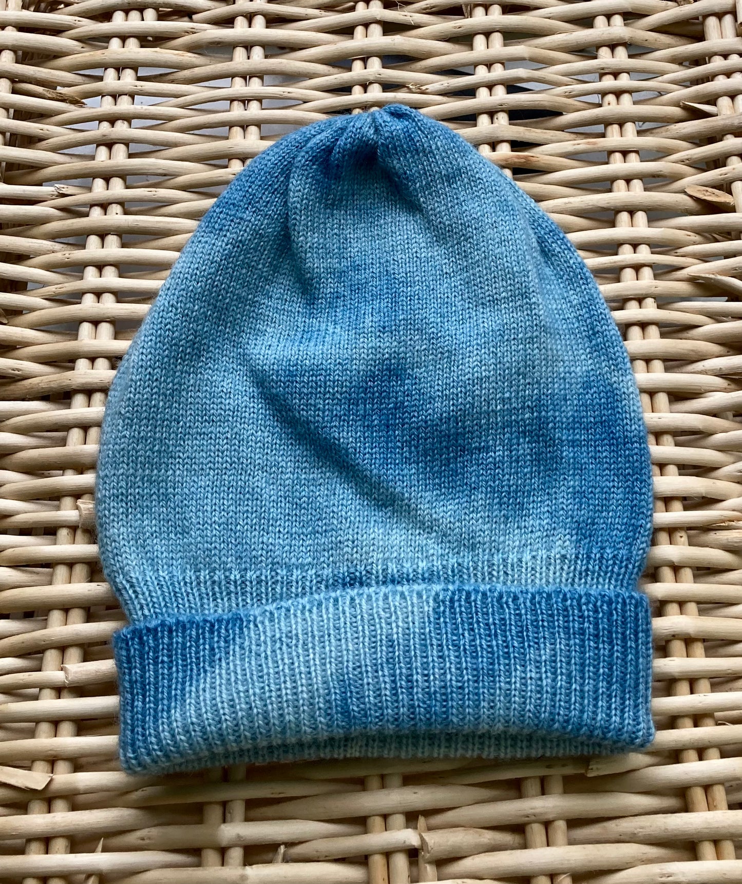 Indigo tie-dyed hat.