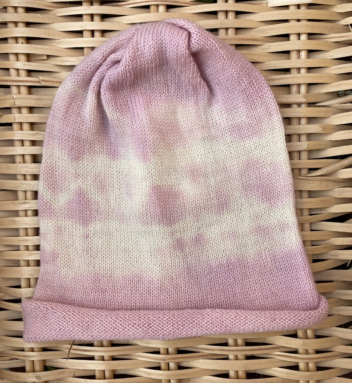 Pale pink simple beanie hat - tie dyed