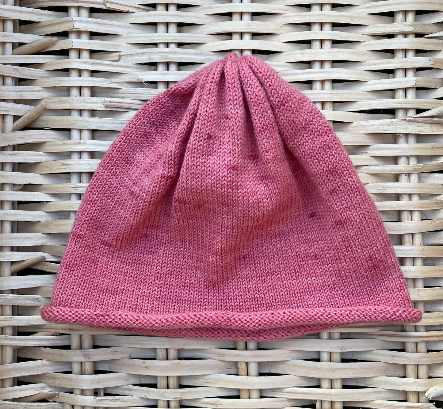 Red-pink simple beanie hat
