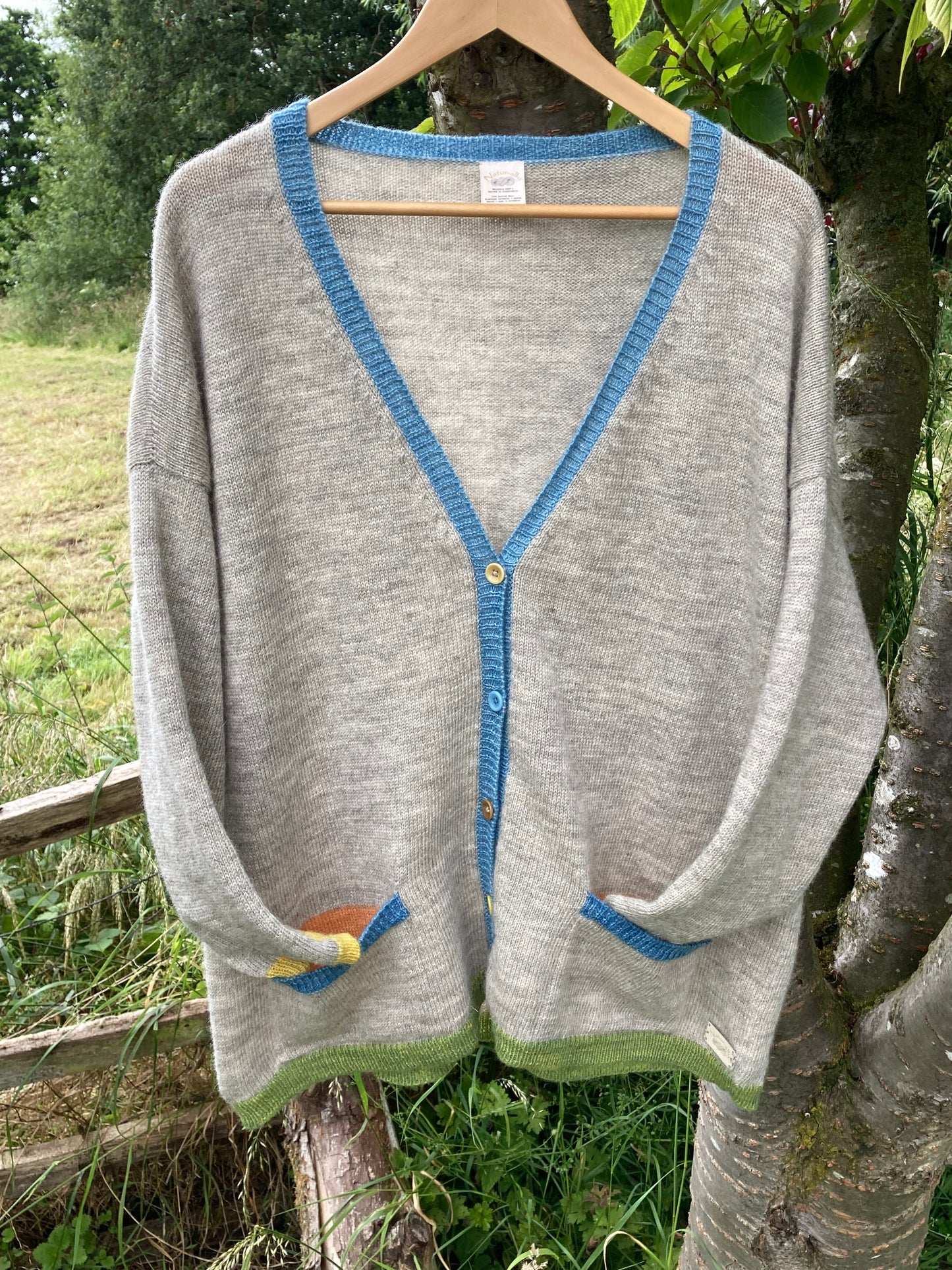 Bill - a Grandad Cardigan with naturally dyed contrast trims