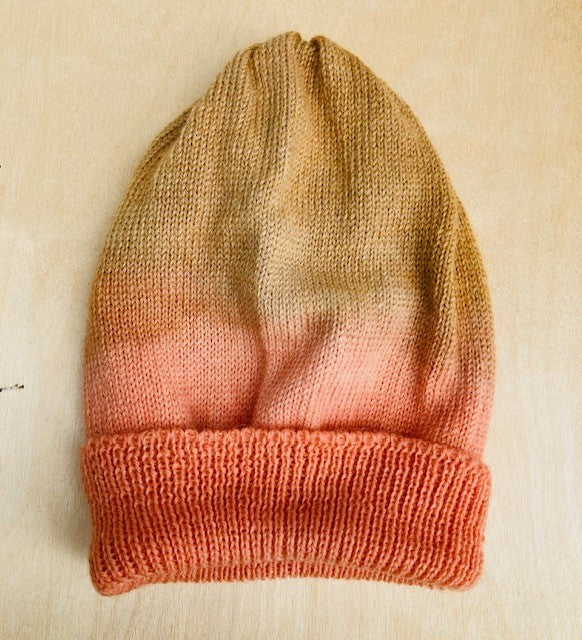 Madder and alder hat - dip dyed