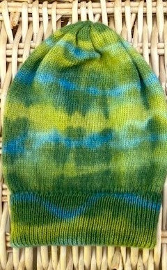 Indigo and yellow - tie dyed hat.