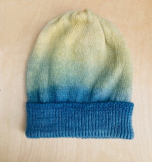 Fustic and indigo hat - dip dyed