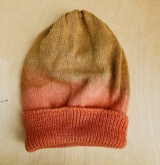 Madder and alder hat - dip dyed