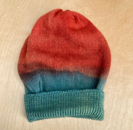 Madder, fustic and indigo hat - dip dyed